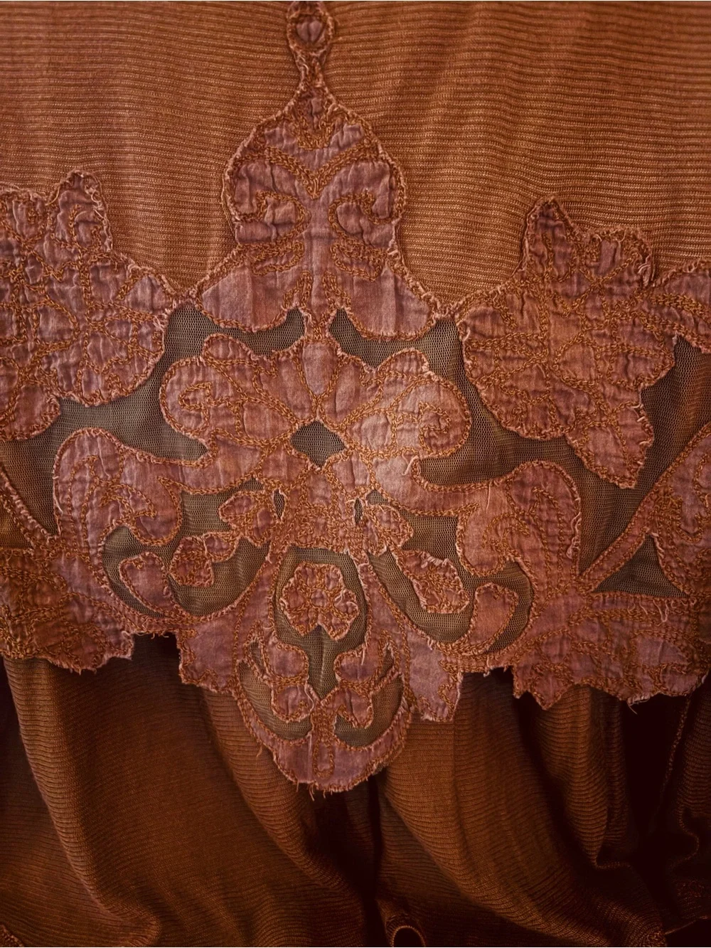 Free People Long Sleeve Lace Detailed Top - Brown